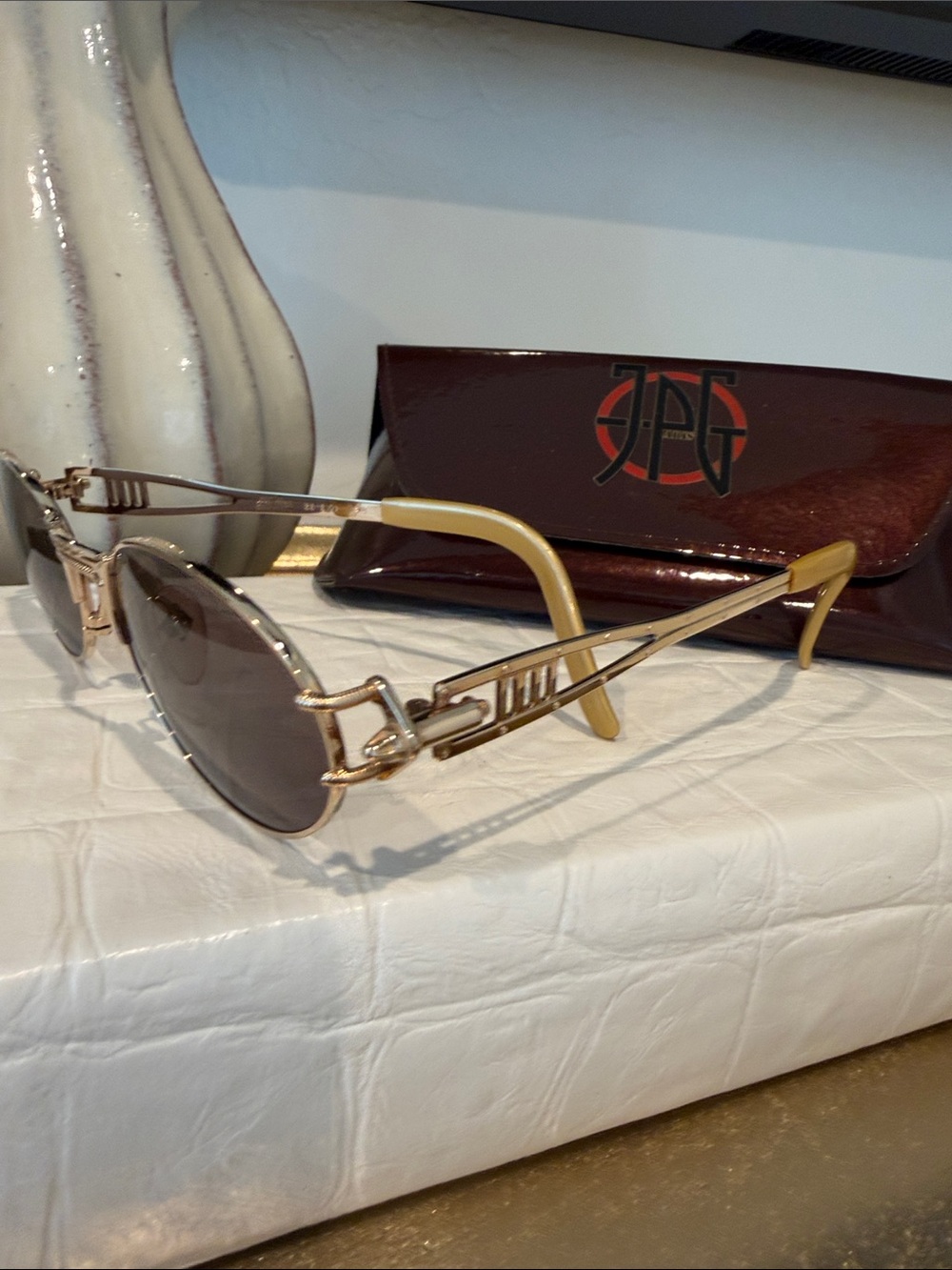 Rare Vintage Jean Paul Gaultier 56-6101 Steampunk Gold Frames Sunglasses
